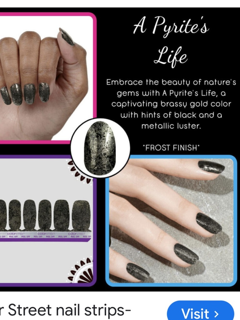 Color Street nail polish strips A Pyrites Life FDF283 easy peel and apply 16pcs